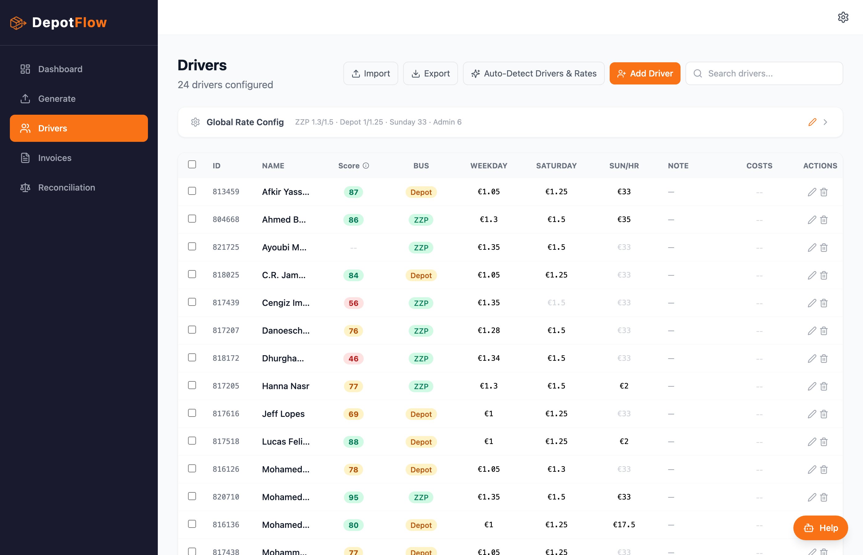 DepotFlow Chauffeursbeheer